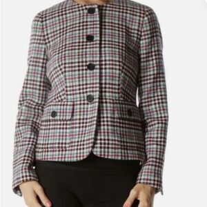 Talbots Size 8 Petite Wool Blend Tweed Plaid Blazer Multi Coloured in EUC Career